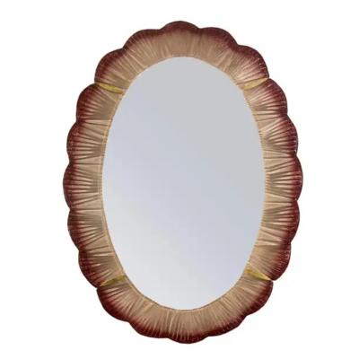 Hand Crafted Sfumato Murano Glass Mirror with Brass Details 2024