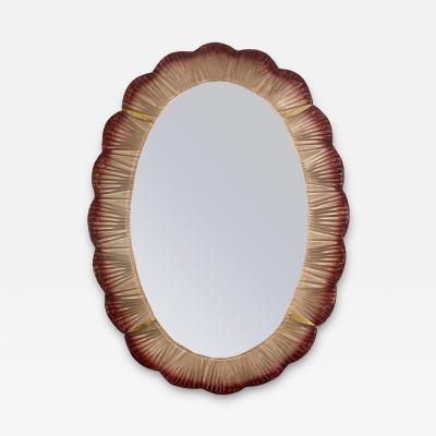 Hand Crafted Sfumato Murano Glass Mirror with Brass Details 2024