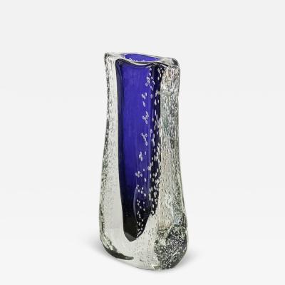 Hand Crafted Tall Cobalt Murano Sommerso Glass Vase