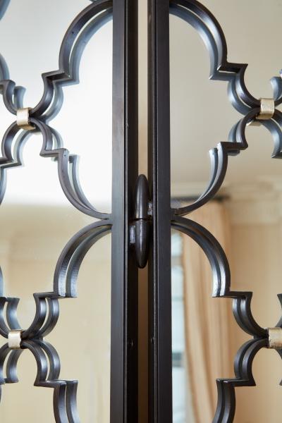 Hand Crafted Wrought Iron and Mirrored 4 Panel Screen