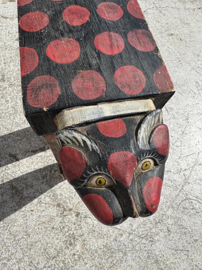 Hand Crafted and Hand Painted Folk Art Cat Table