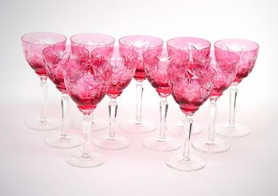 Hand Etched Tableware Barware Wine Water Service 10 People