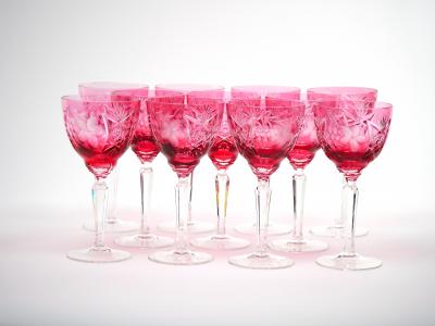 Hand Etched Tableware Barware Wine Water Service 10 People