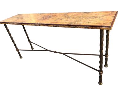 Hand Forged Iron Marble Console Table Italy 1950s
