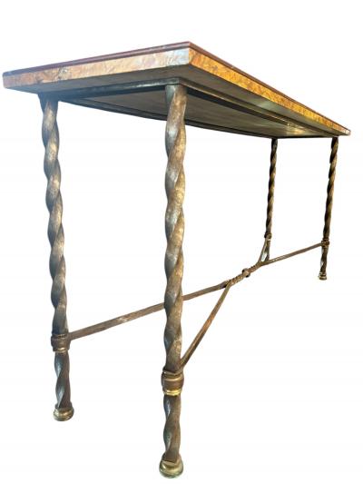 Hand Forged Iron Marble Console Table Italy 1950s