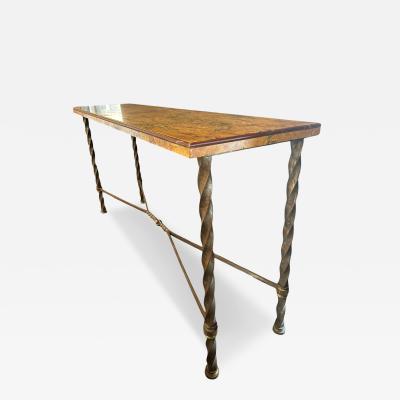 Hand Forged Iron Marble Console Table Italy 1950s