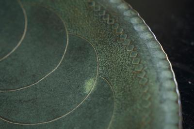 Hand Hammered Art Deco Centerpiece Bowl in Verdigris Patinated Copper 1930s