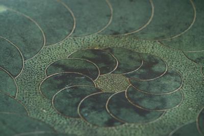 Hand Hammered Art Deco Centerpiece Bowl in Verdigris Patinated Copper 1930s