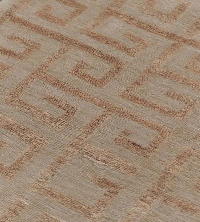 Hand Knotted Greek Key Patterned Hemp Rug