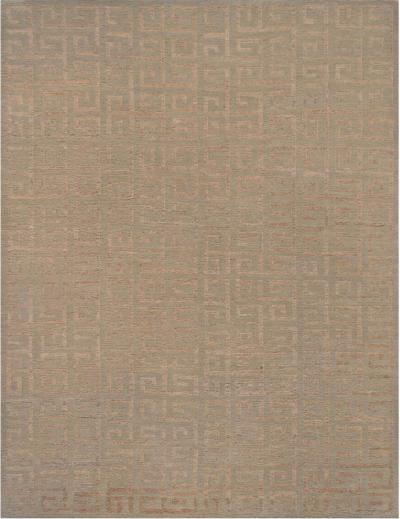 Hand Knotted Greek Key Patterned Hemp Rug