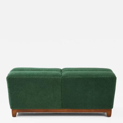 Hand Made Danish Modern Forest Green Sheepskin Bench