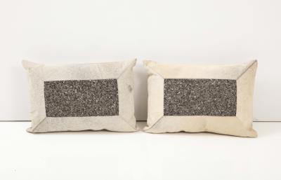 Hand Made Pair Beige Hide Pillows