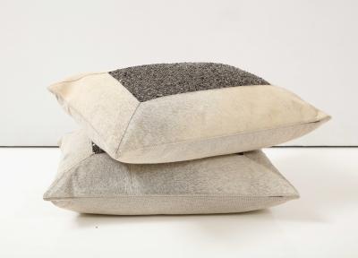 Hand Made Pair Beige Hide Pillows