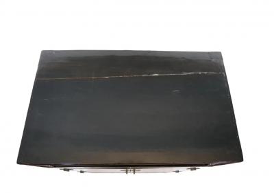 Hand Painted Black Lacquered Two Piece Cabinet