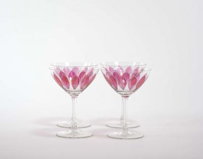 Hand Painted Crystal Champagne Coupe Service Ten People