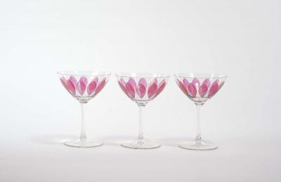 Hand Painted Crystal Champagne Coupe Service Ten People