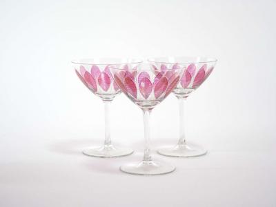 Hand Painted Crystal Champagne Coupe Service Ten People