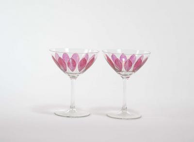 Hand Painted Crystal Champagne Coupe Service Ten People