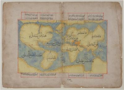 Hand Painted Early 19th Century Ottoman Map of the World