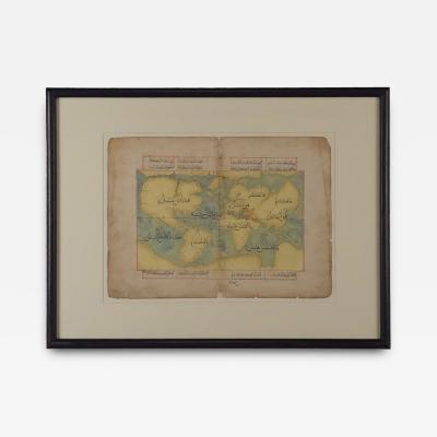 Hand Painted Early 19th Century Ottoman Map of the World