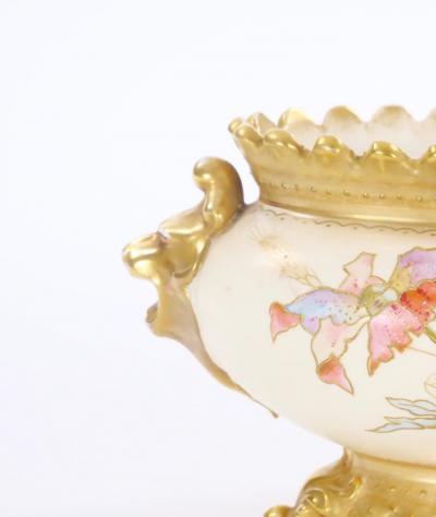 Hand Painted Gilt Decorated Floral Foliate Design German Centerpiece