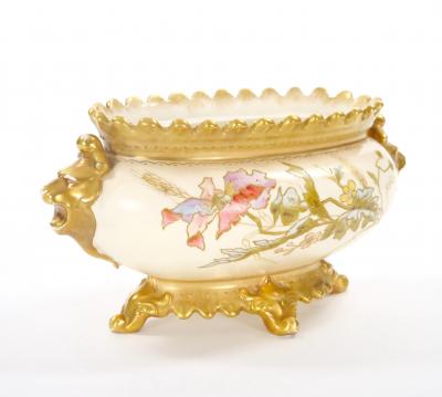 Hand Painted Gilt Decorated Floral Foliate Design German Centerpiece