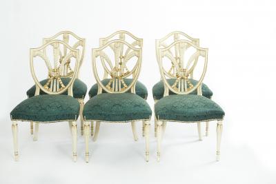 Hand Painted Giltwood Framed Dining Chair Set