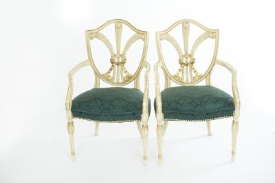 Hand Painted Giltwood Framed Dining Chair Set