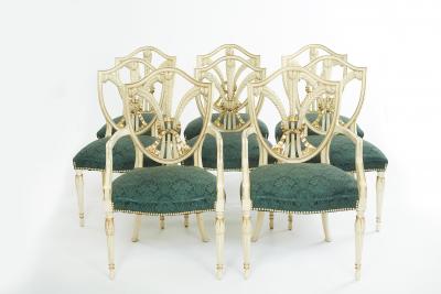 Hand Painted Giltwood Framed Dining Chair Set