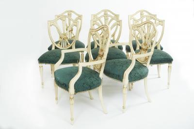 Hand Painted Giltwood Framed Dining Chair Set