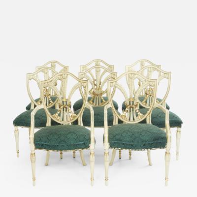 Hand Painted Giltwood Framed Dining Chair Set