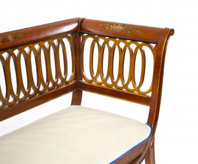 Hand Painted Partially Gilt Adams Style Small Settee