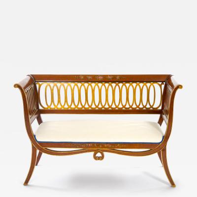 Hand Painted Partially Gilt Adams Style Small Settee