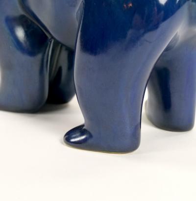 Hand Painted Porcelain Cobalt Blue Greenish Iridescent Decorative Sculpture