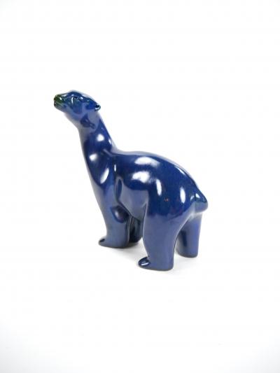 Hand Painted Porcelain Cobalt Blue Greenish Iridescent Decorative Sculpture
