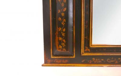 Hand Painted Wood Chinoiserie Panels Trumeau Mirror