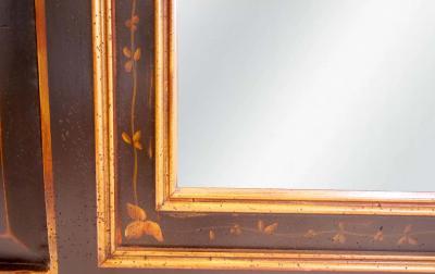 Hand Painted Wood Chinoiserie Panels Trumeau Mirror
