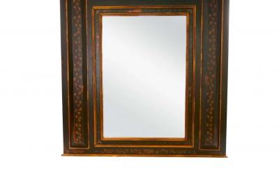 Hand Painted Wood Chinoiserie Panels Trumeau Mirror