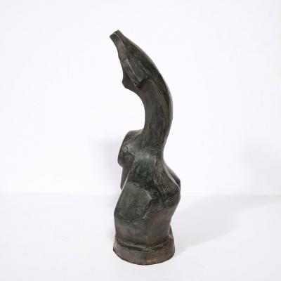 Hand Sculpted French Cubist Abstract Sculpture in Terracotta Signed Philip 