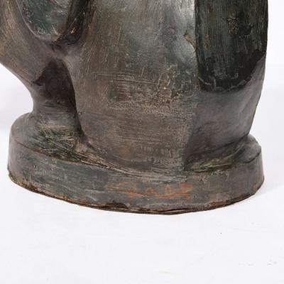 Hand Sculpted French Cubist Abstract Sculpture in Terracotta Signed Philip 