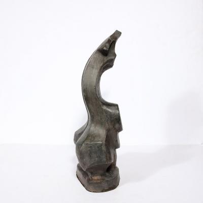 Hand Sculpted French Cubist Abstract Sculpture in Terracotta Signed Philip 