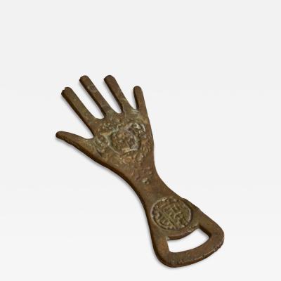 Hand Shaped Bottle Opener in Patinated Sand Cast Iron 1960s