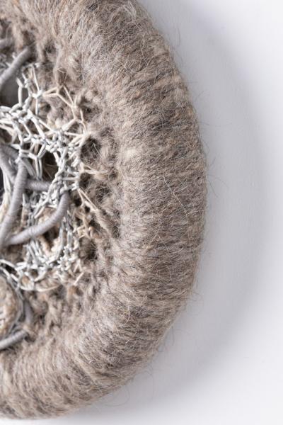 Hand Woven Textile Artwork w Embedded Gemstones by Fiber Artist Barbara Coburn