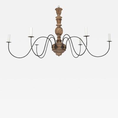 Hand carved Bleached Wood French Chandelier