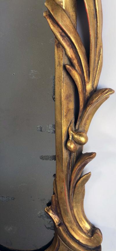 Hand carved Continental Rococo Revival Foliate Giltwood Mirror