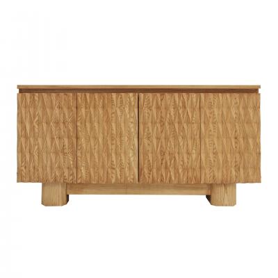 Hand carved Oak Brutalist Style Sideboard with Four Doors Italy