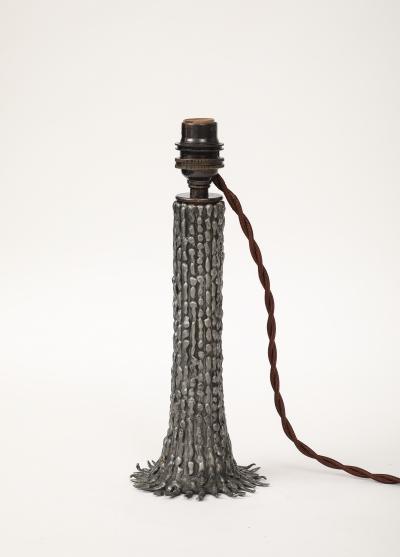 Hand made Lost Wax Pewter Tree Lamp France c 1970 stamped signed