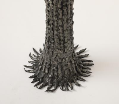 Hand made Lost Wax Pewter Tree Lamp France c 1970 stamped signed