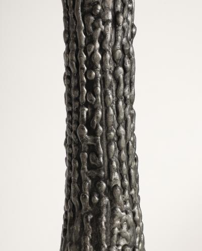 Hand made Lost Wax Pewter Tree Lamp France c 1970 stamped signed