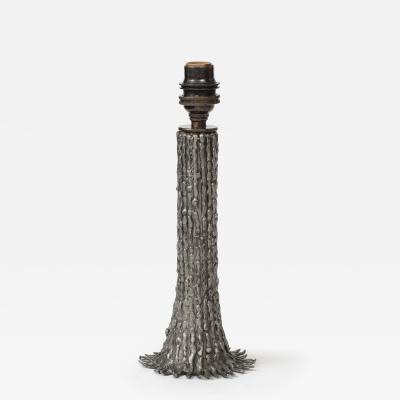 Hand made Lost Wax Pewter Tree Lamp France c 1970 stamped signed